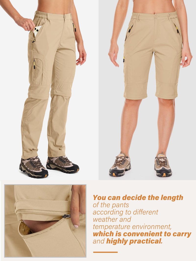 Toomett Women's Hiking Pants Convertible Quick Dry Stretch Lightweight Outdoor UPF 40 Fishing Safari Travel Pants 4409 Light Khaki, 6 - Image 2